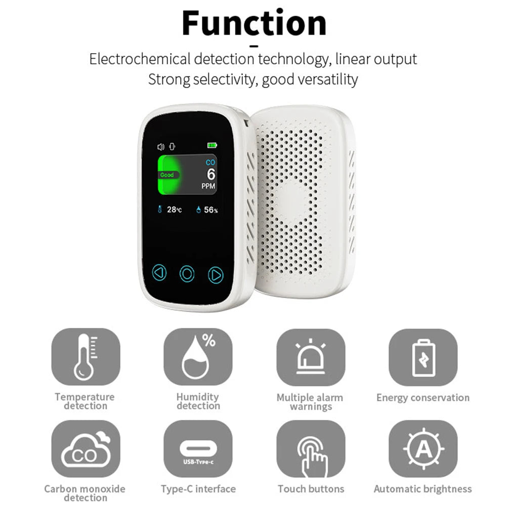Mini 3 In 1 Air Quality Tester - LCD CO Temp HUMI Meter