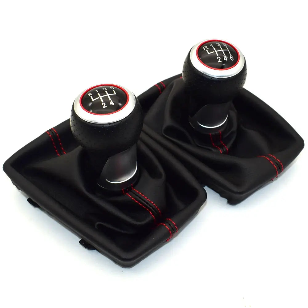 Gear Shift Knob with Leather Cover for Audi A4 B6 B7 5 6 Speed Manual by InterCyprus Trading Ltd