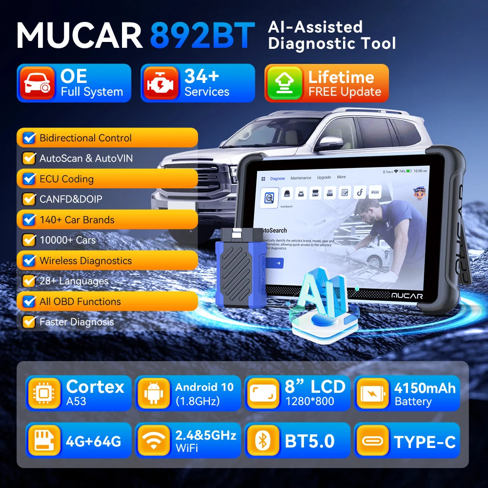MUCAR 892BT &ndash; Bi-Directional OBD2 Scanner With ECU Coding