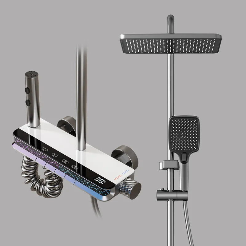 Система за душ Комплект за баня с душ – LED светлина Месингов кран