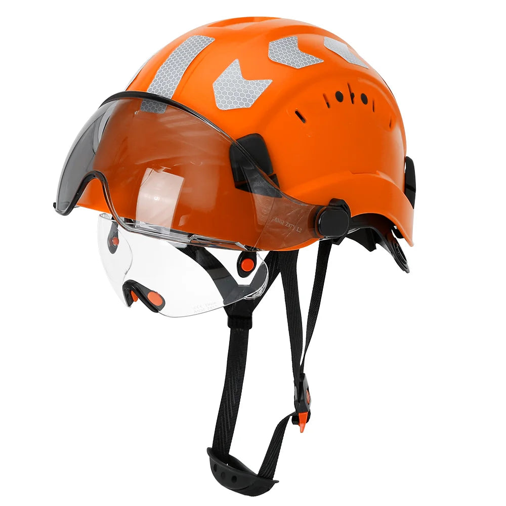 SF06 Safety Helmet - Reflective Stickers And Goggles Orange with stickers