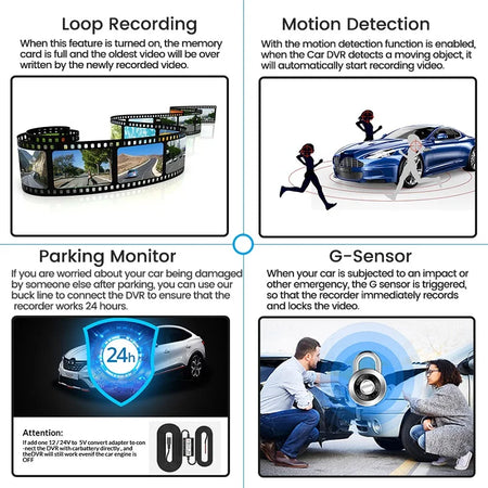 Dashcam 4.3 Inch FHD 1080P Dual Lens DVR - Night Vision