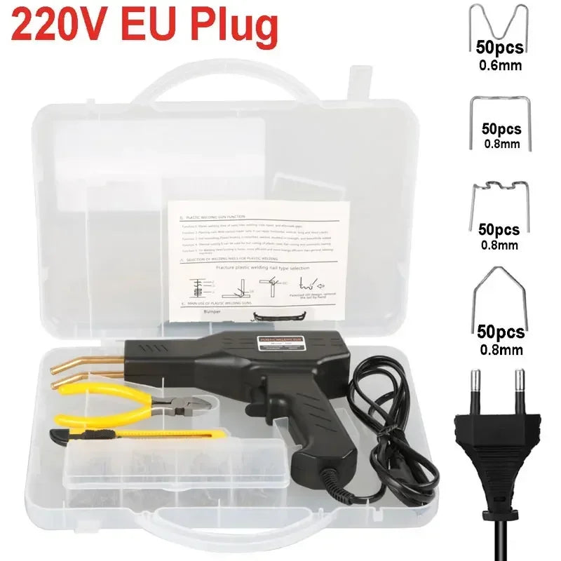Portable Plastic Welding Machine &ndash; Car Bumper Repair Kit Black with 200pcs / 220V EU Plug
