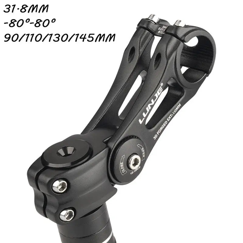 Adjustable Bicycle Handlebar Stem 90/110/130/145MM Road Mountain Bike Stem -80° 80° MTB Power Adjustment 31.8mm Bike Table by InterCyprus Trading Ltd