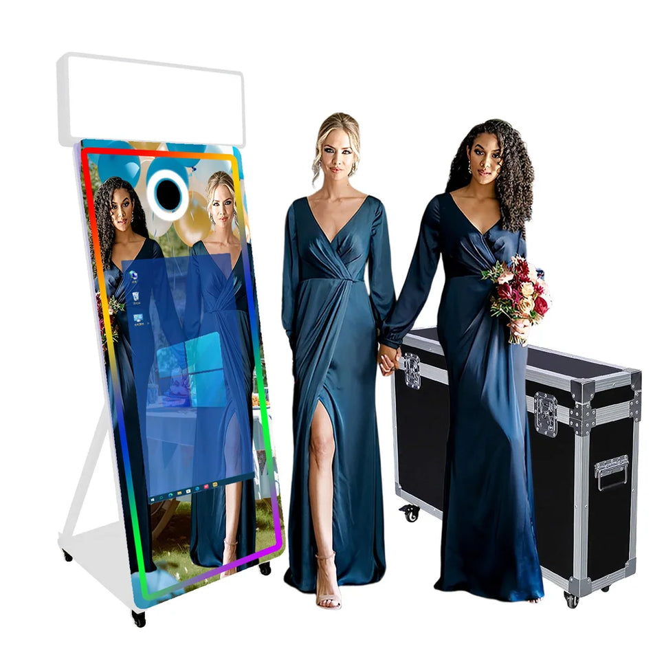 65in Magic Mirror Booth ar 43in Touch Screen Flight Case