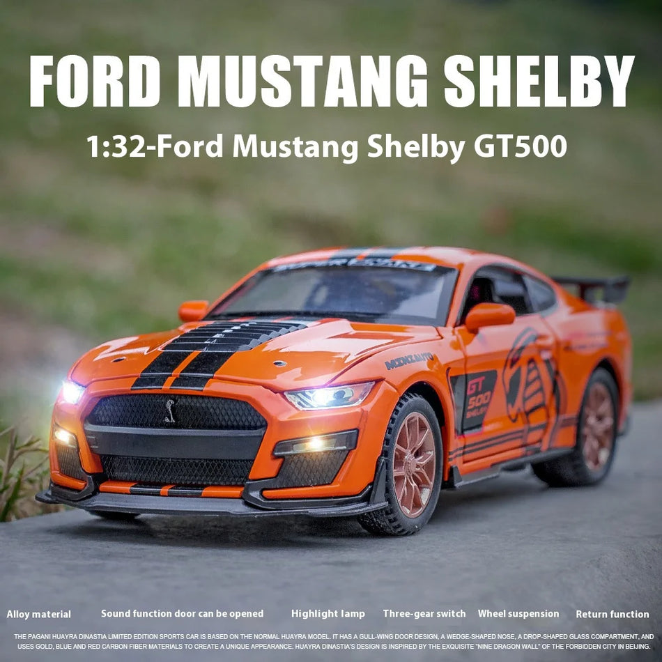 Sakausējuma diecast modelis ar skaņu un gaismu Ford Mustang GT500 1:32 mērogā