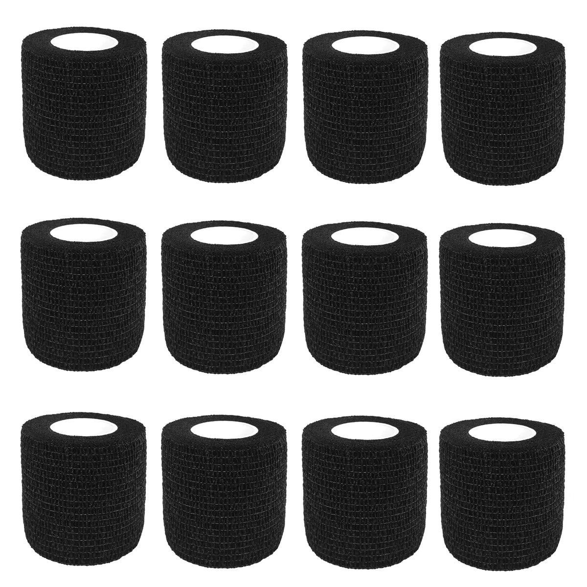 Self-Adhesive Elastic Bandage Wrap for Sports &amp; Tattoo Protection Black x 12