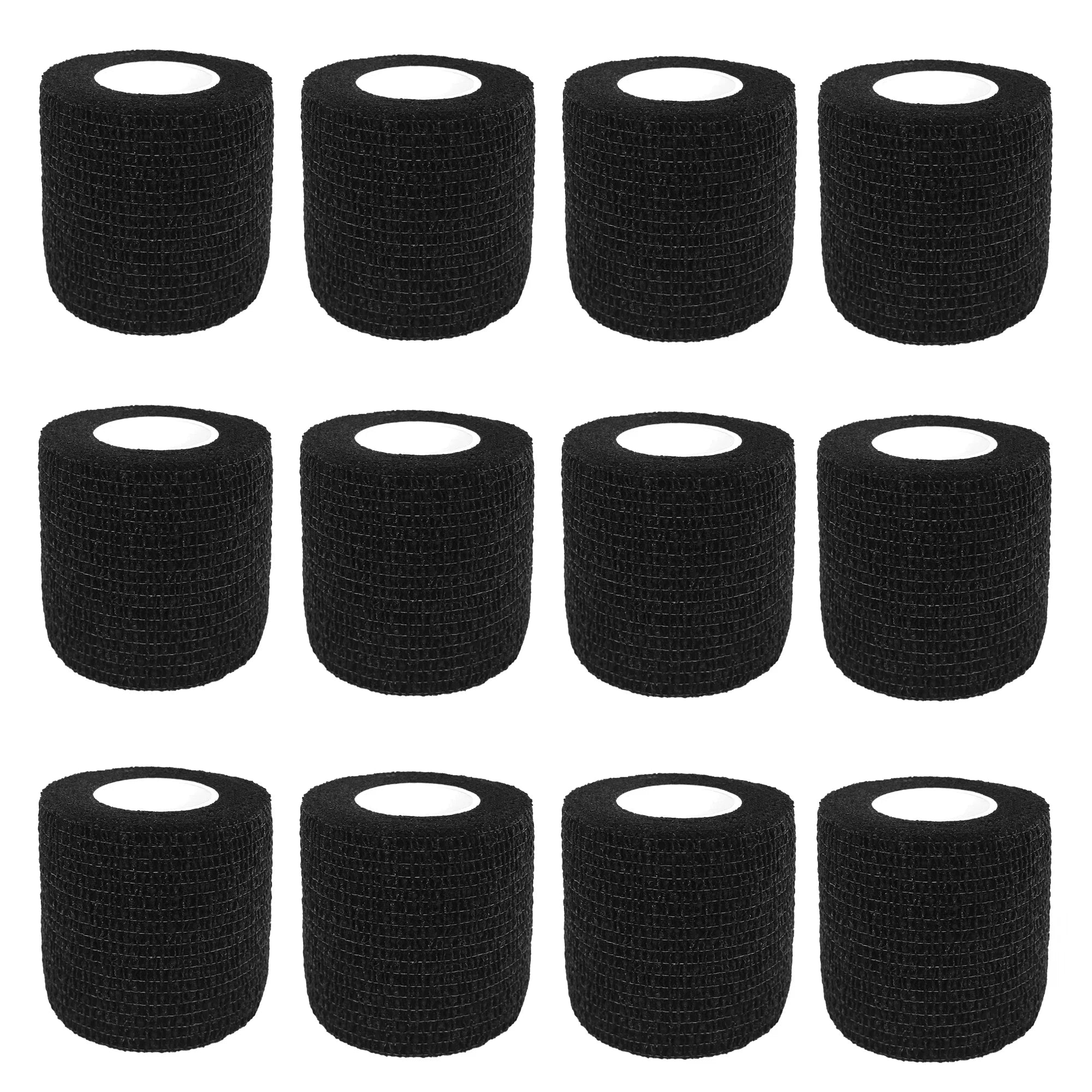 Self-Adhesive Elastic Bandage Wrap for Sports &amp; Tattoo Protection Black x 12