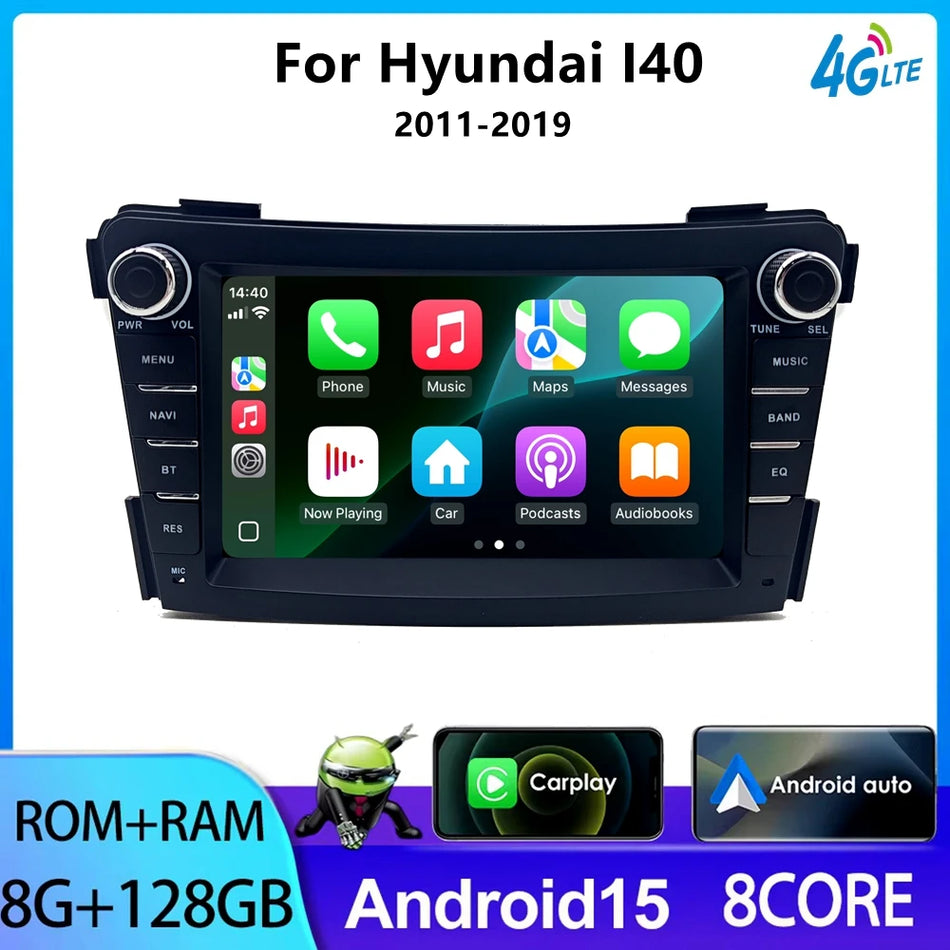 7-calowy radioodtwarzacz samochodowy Android 15 do Hyundai i40 2011-2019 z bezprzewodowym CarPlay i nawigacją GPS