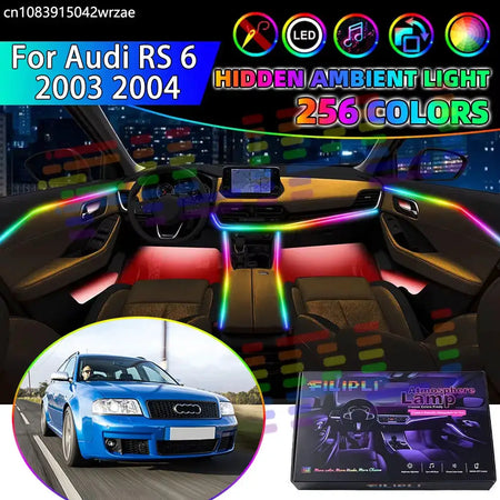 For Audi RS 6 C5 4B 2003 2004 RGB Car Interior Ambient Lights Strips Breathing Lighting Kit App Control LED strips Auto Parts by InterCyprus Trading Ltd