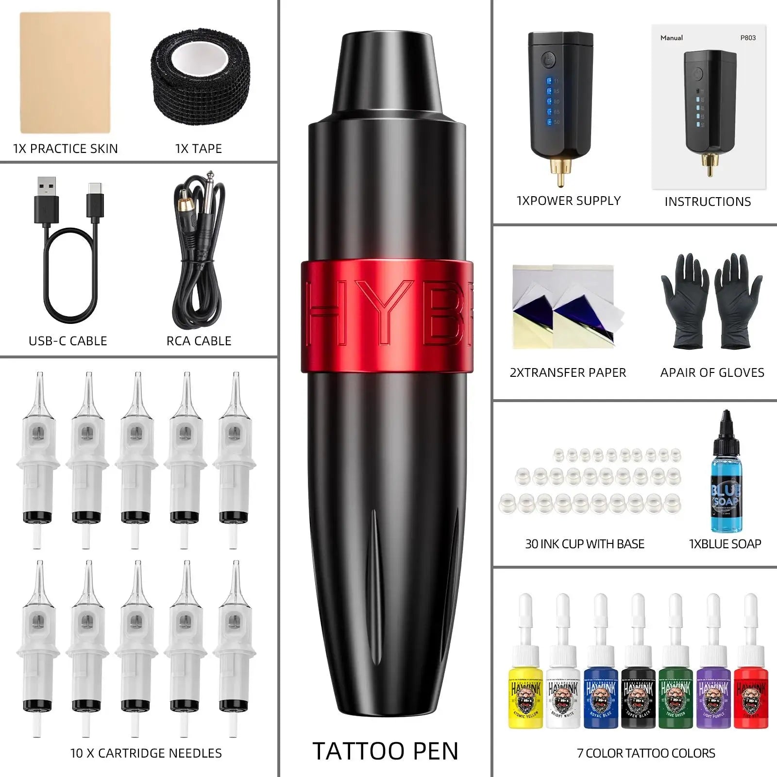 STP100P803KIT-3 &ndash; Wireless Tattoo Pen Kit For Beginners EK1002KIT05-1