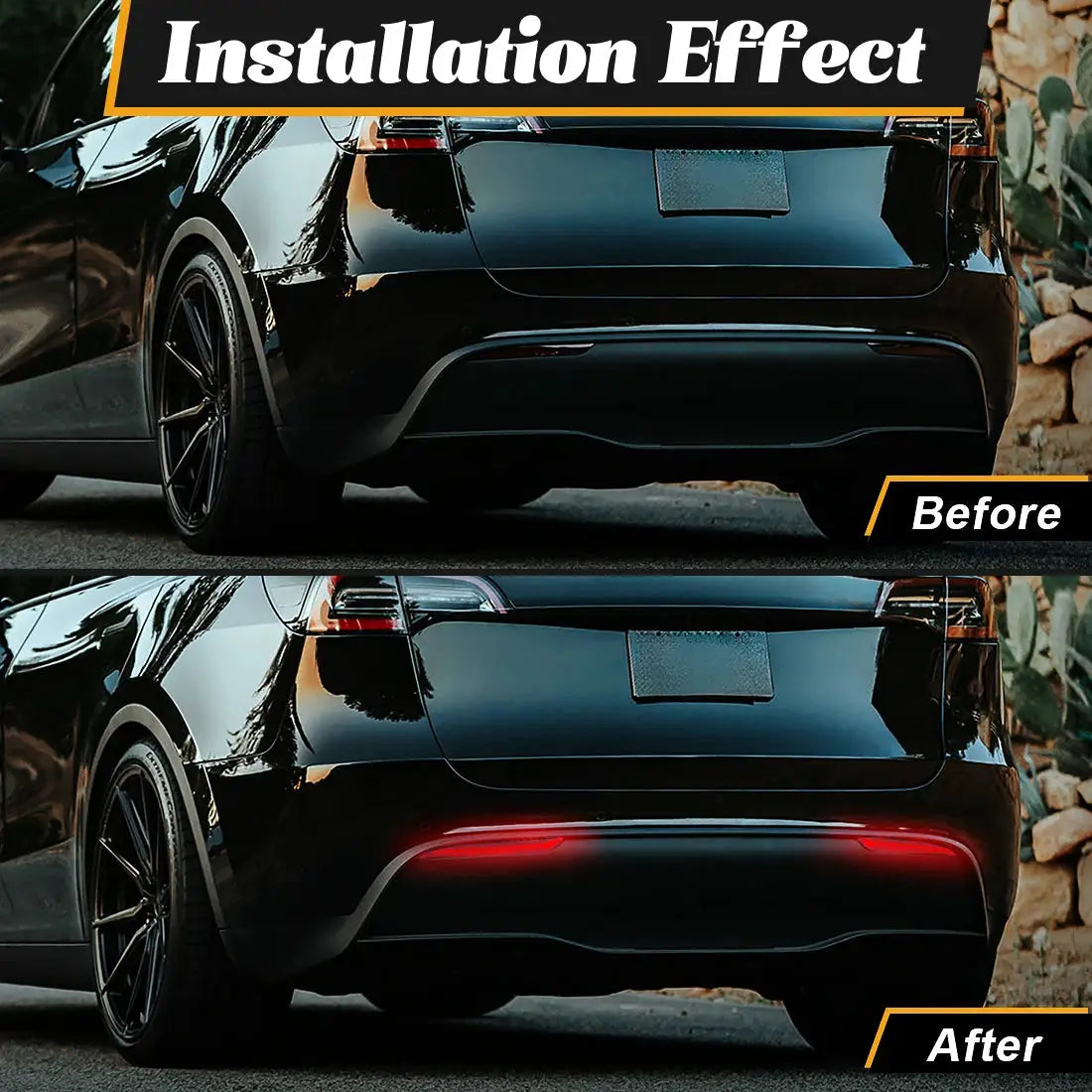 For Tesla Model 3 Model Y 2018 2019 2020 2021 2022 Led Rear Bumper Reflector 3 Functions Brake Light Dynamic Fog Light Red Smoke by InterCyprus Trading Ltd