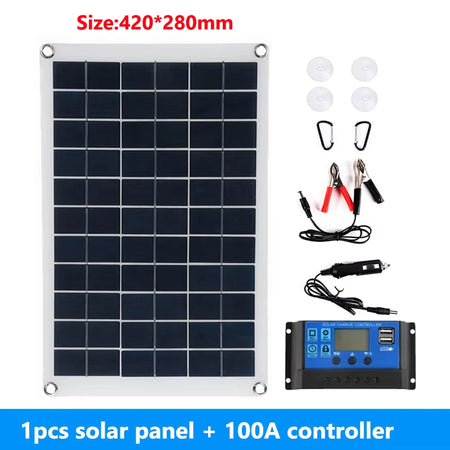 200W Solar Panel Kit 18V &ndash; Dual USB Output For Camping with 100A controller