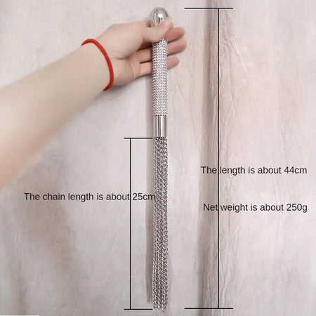 Metal Alloy Chain Tassel Short Horse Whip &ndash; Crystal Handle