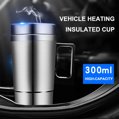 12V 24V 300ML Car Heating Cup &ndash; Stainless Steel Mug