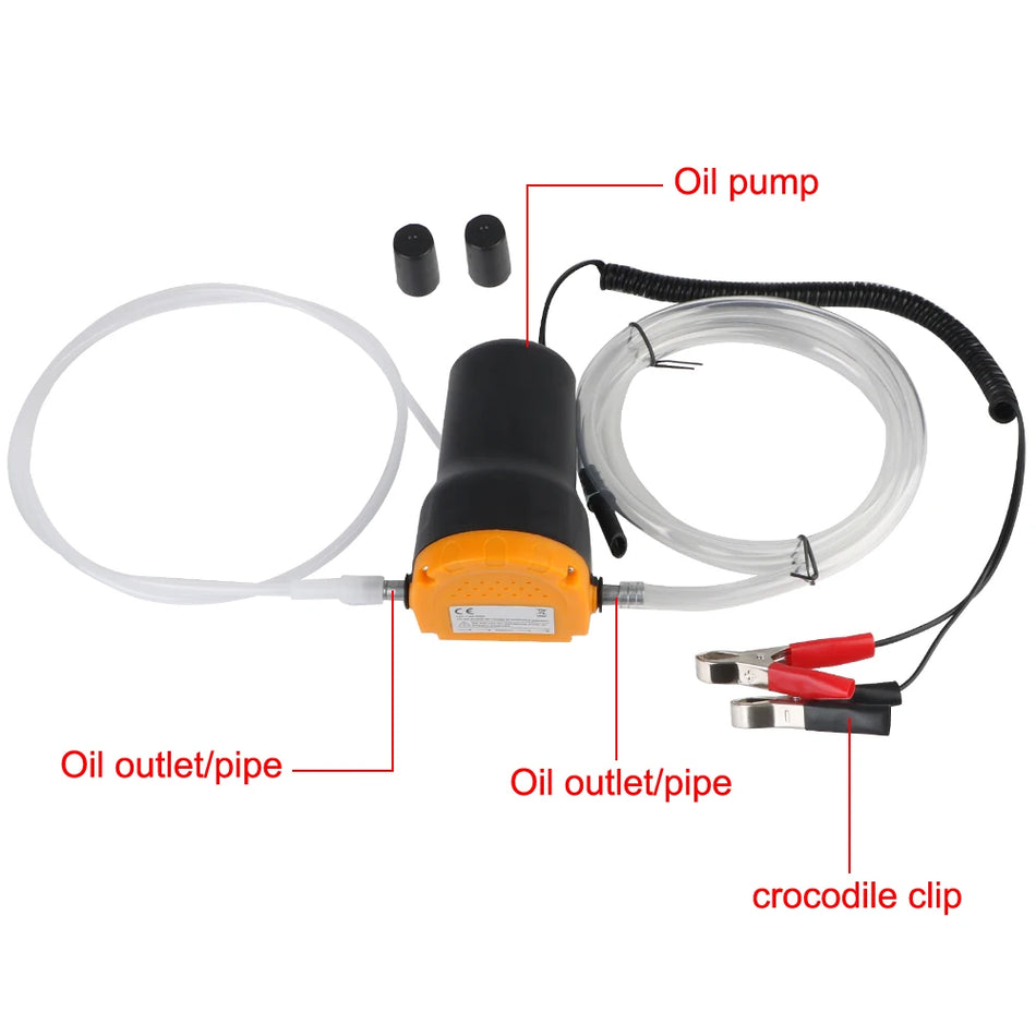 12V 60W Elektrische Olieoverbrengpomp met Slang voor Brandstof, Diesel, Benzine, Botens