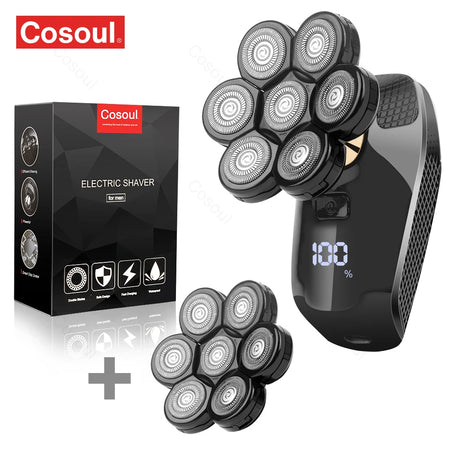 COSOUL V8 Electric Shaver for Men - Powerful 7D Rotary Head Razor Shaver add 1 Head