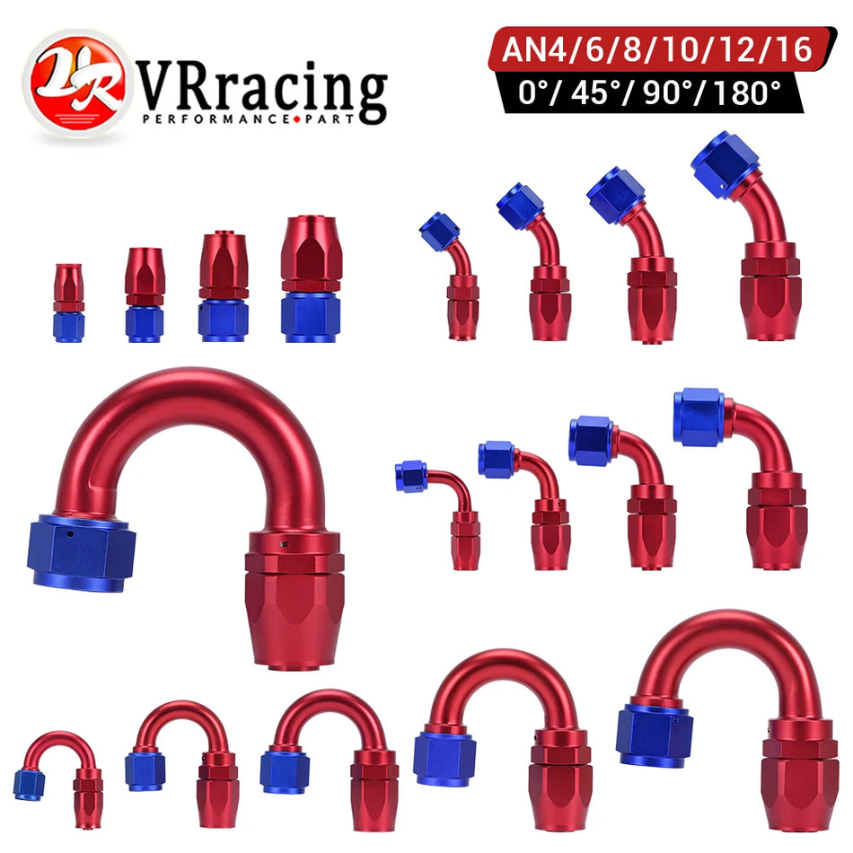Kit di raccordi per tubo dell'olio girevole in lega di alluminio AN6 a AN16 per 0 45 90 180