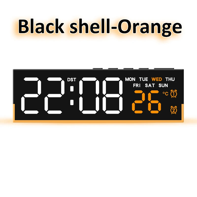 Digital LED Alarm Clock &ndash; Dual Alarm with Mood Lighting Black shell Orange