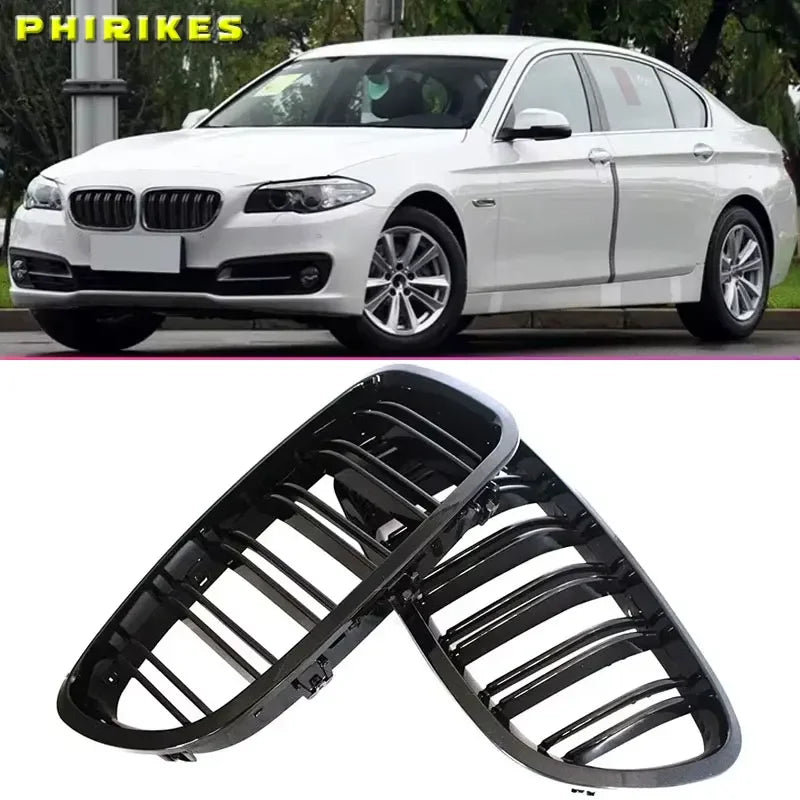 Glanz zwarte nierrooster dubbele lamel voor BMW 5 Serie F10
