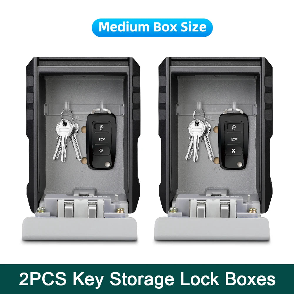 New Key Box 4-Digit Password Safe &ndash; Waterproof Wall Mounted 2PCS Medium Size Box