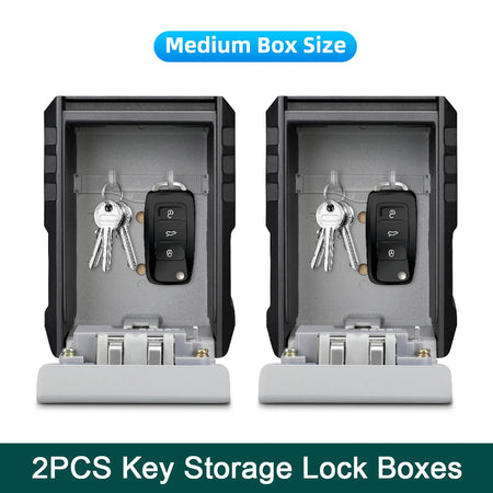 New Key Box 4-Digit Password Safe &ndash; Waterproof Wall Mounted 2PCS Medium Size Box