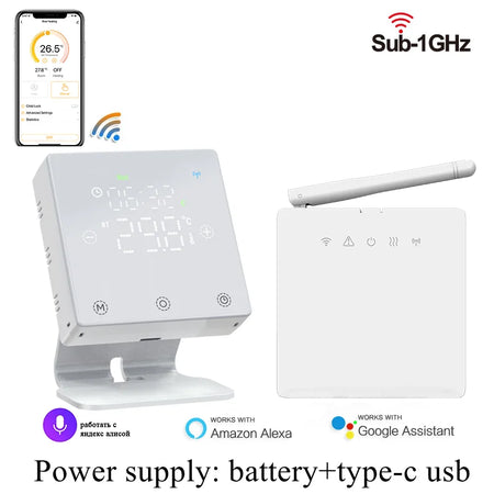 WiFi Thermostat For Gas Boiler - Google Home Ready T8W Set / Wireless