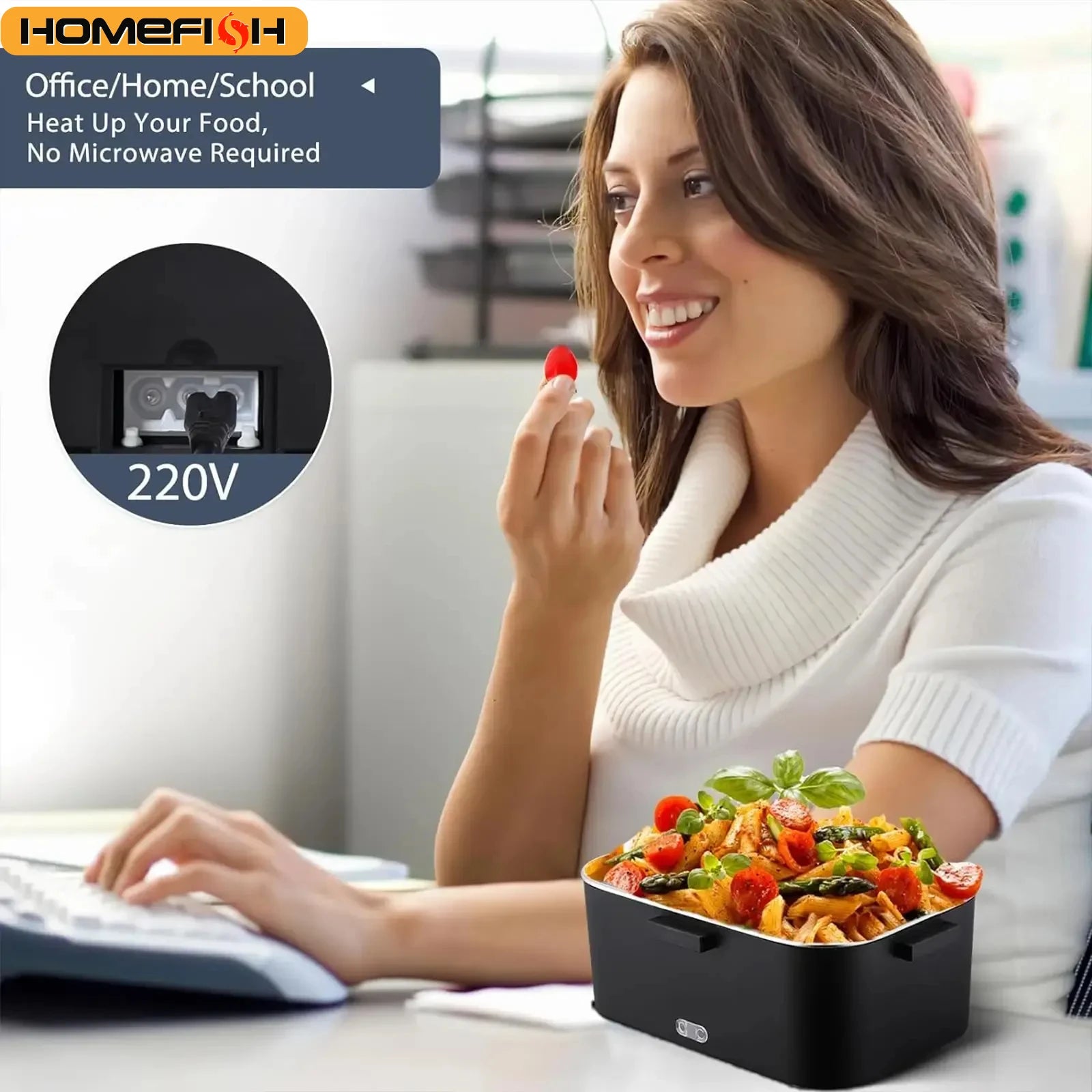Homefish 1.8L Electric Lunch Box 75W &ndash; Leakproof Design