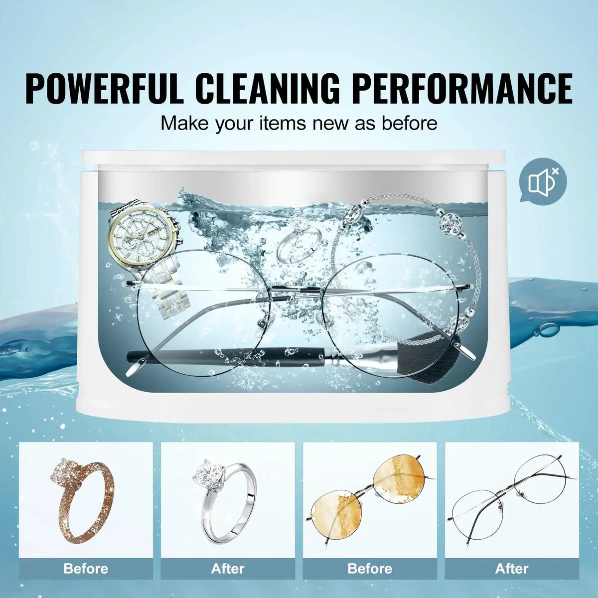 650ml Ultrasonic Cleaner Mini Portable for Glasses Cleaning