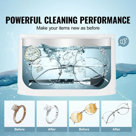 650ml Ultrasonic Cleaner Mini Portable for Glasses Cleaning