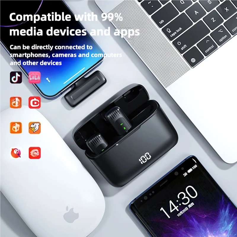 FIFAR Wireless Lavalier Microphone with Noise Reduction and Charging Box