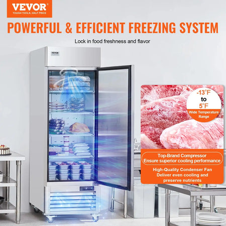 VEVOR Commercial Freezer Reach In Single Door Auto Defrost