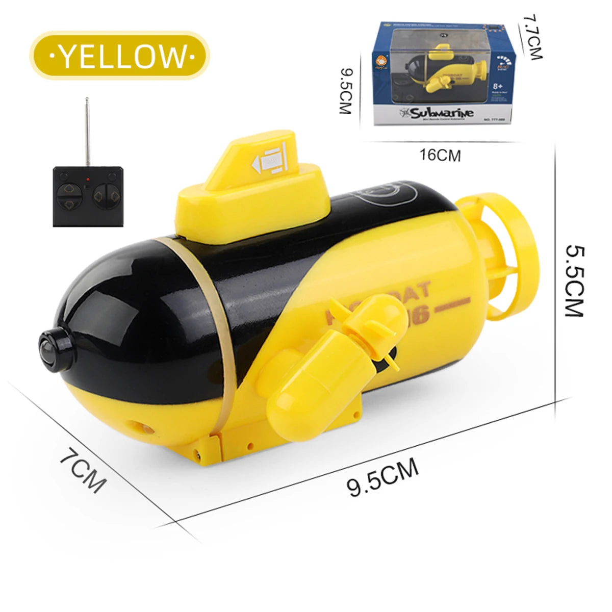 NEUSNEY Mini RC Nuclear Submarine Toy with Remote Control Yellow