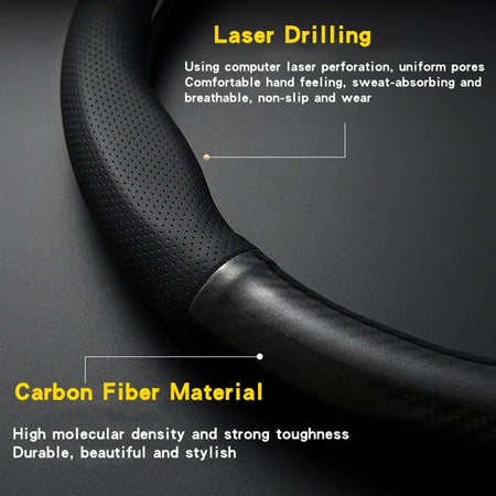 Universal Steering Wheel Cover &ndash; Premium Carbon Fiber Look