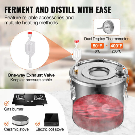 Stainless Steel Alcohol Distiller Kit Dual Condenser