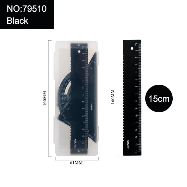 4-in-1 Aluminium Alloy Multifunctional Ruler Set 79510-Black / CHINA