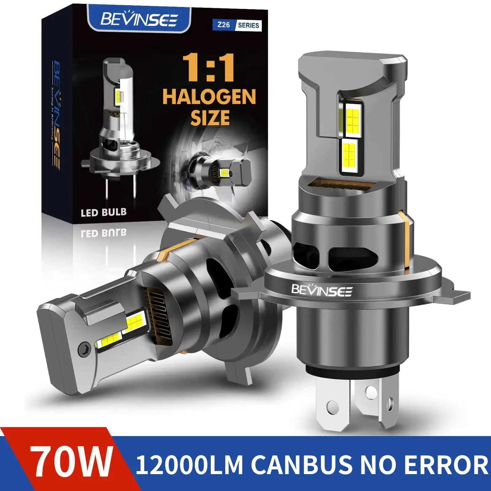 Bevinsee 12000LM LED Headlight Bulbs 70W CANBUS 6000K H11 H8 H9 / CHINA