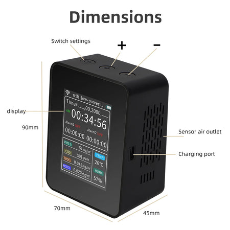 6 In 1 Air Quality Detector &ndash; WiFi Enabled Large Screen
