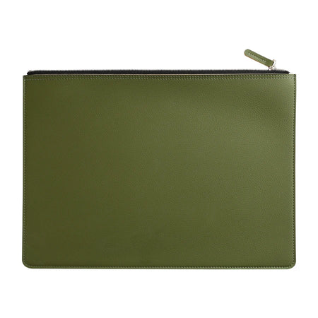 Premium Leather A4 Document Organizer &amp; Business Portfolio with Zipper Haze Green