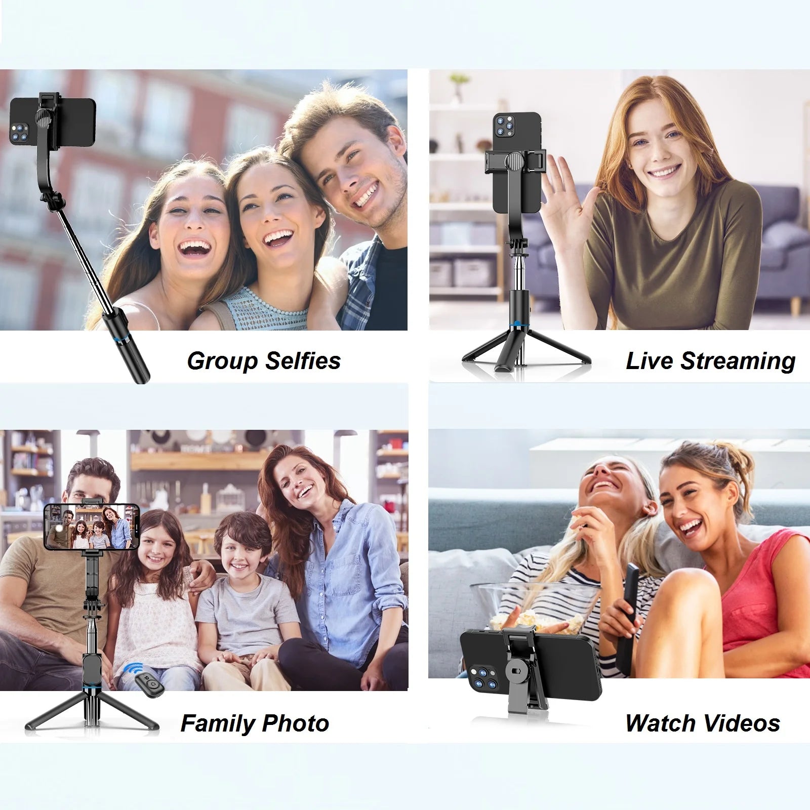 KAMISAFE Wireless Selfie Stick Tripod with Bluetooth Remote - 42&quot; Extendable for Smartphones