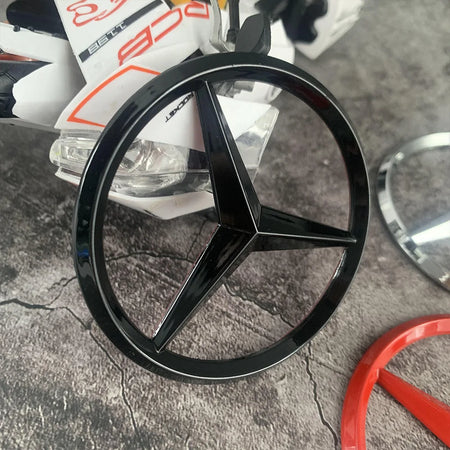 70mm Metal Car Styling Engine Badge &ndash; Premium Quality Hood Emblem Sticker for Mercedes Benz Bright Black 1pcs