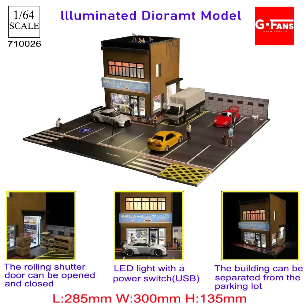 GFans 1:64 Diorama Car Garage &ndash; LED Lights Display 710026