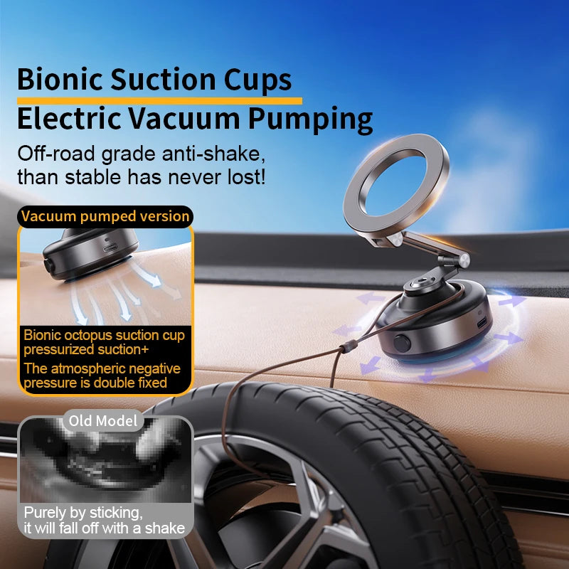 CrownQu Electric Vacuum Suction Cup Car Phone Holder &ndash; 360 Degree Rotatable Design