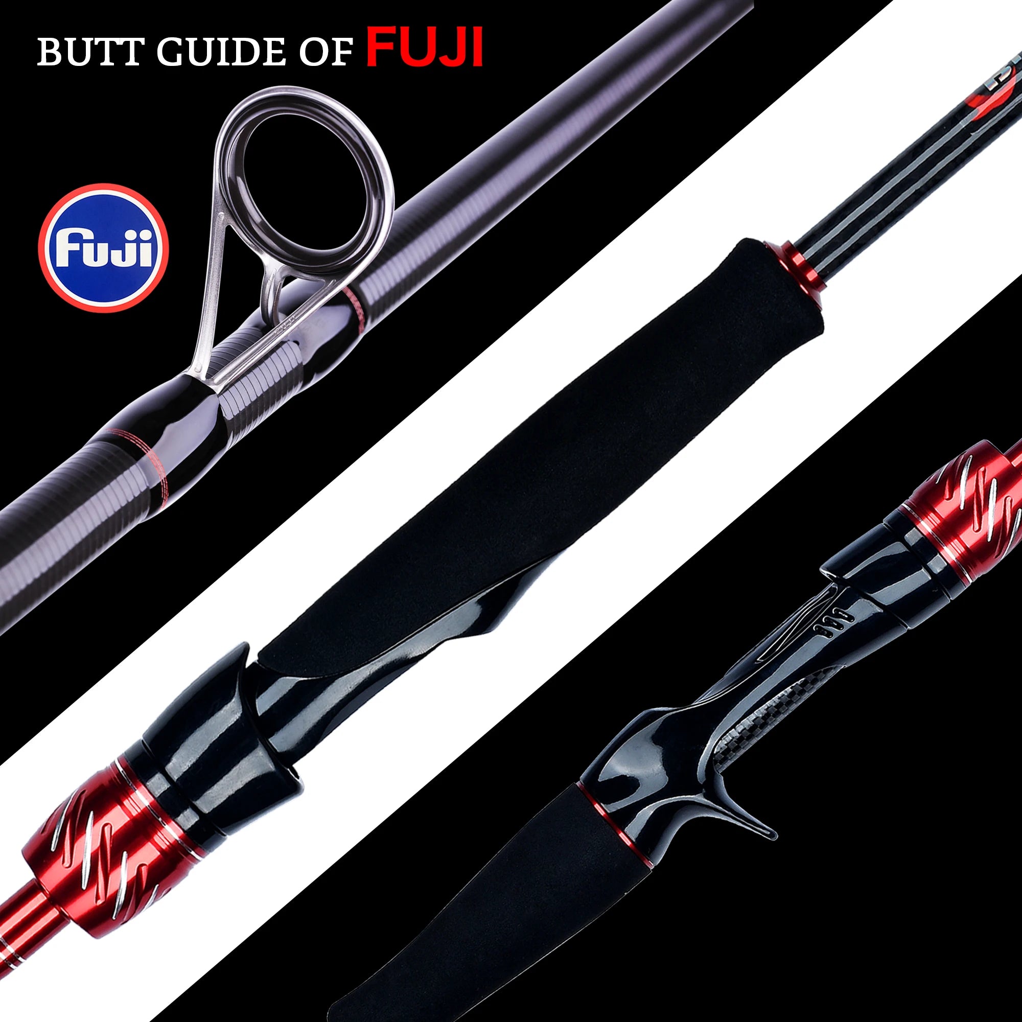 BIUTIFU Carbon Travel Fishing Rod - Fuji Lure Spinning Casting, 1.8-3.0m, Lightweight &amp; Portable