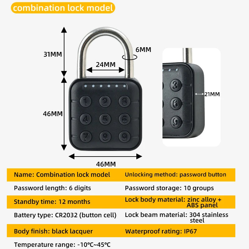 SY12 &ndash; Waterproof IP65 Fingerprint Padlock with USB Charging SY13