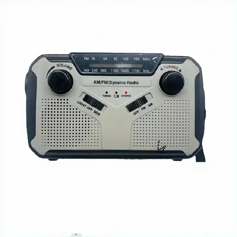 Solar Radio Dynamo Emergency Radio &ndash; 4000mAh Battery Wooden