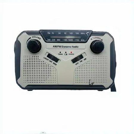 Solar Radio Dynamo Emergency Radio &ndash; 4000mAh Battery Wooden