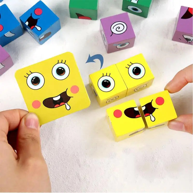 BZS00120 &ndash; Educational Wooden Face Changing Blocks for Kids