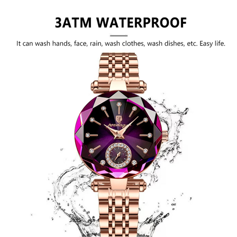 🟠 Poedagar Luxury Γυναίκες παρακολουθούν κορυφαία μάρκα αδιάβροχο ανοξείδωτο χάλυβα διαμάντι κυρίες χαλαζία quartz wristwatch montre