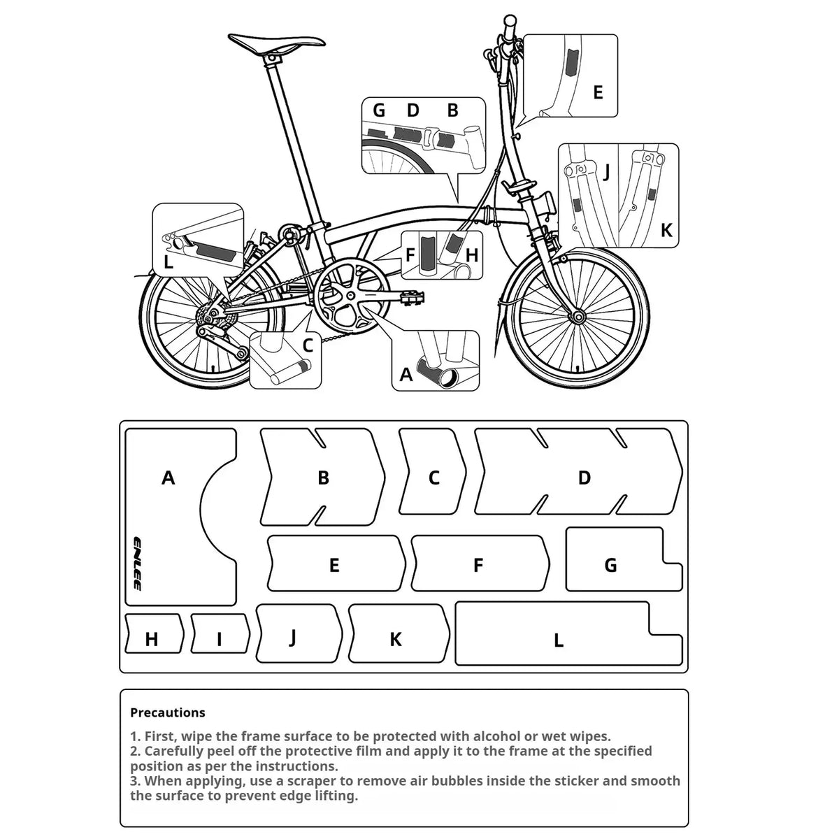 ENLEE carbon fiber textured bicycle protection sticker wear resistant frame tape customized foldable bicycle protection sticker by InterCyprus Trading Ltd